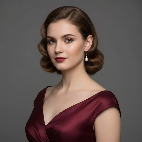 Pearl Drop CZ Crystal Accent Silver Tone Delicate Fashion Earrings NWOT - Picture 6 of 8